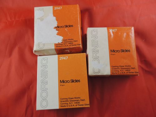 3 Boxes Corning Micro Slides 2947 Plain 75mm x 25mm .96 to 1.06 mm Thickness