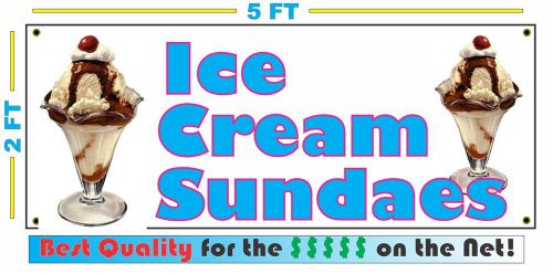 Full Color ICE CREAM SUNDEAS All Weather Banner Sign Cone Frozen Machine NEW