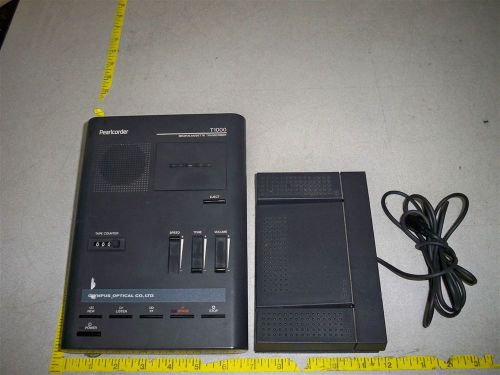 Olympus pearlcorder t1000 microcassette transcriber w/foot switch tested for sale