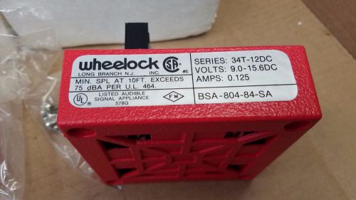 Wheelock fire alarm horn red series 34t-12 vdc - new for sale