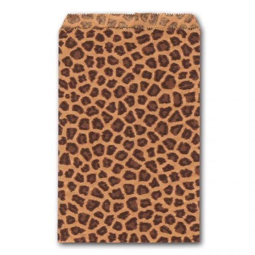 100 Leopard Print Gift Bags Merchandise Bags Paper Bags 6&#034;x 9&#034;