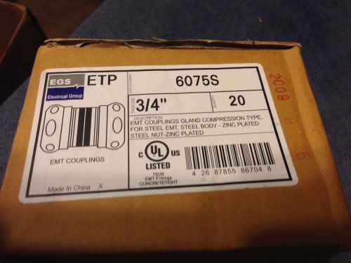 Egs etp 3/4&#034; emt coupling steel zinc plated 6075s lot of 12 items for sale