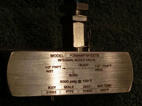 Parker Phoenix Precision integral block and bleed valve Stainless 1/2&#034; 6000 psig