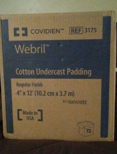 72 Rolls 1 Case Webril Undercast Cast Padding 4&#034; by 12&#039; #3175 BNIP