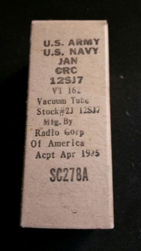 NOS. Vintage(1945) US Army/Navy tube. RCA. JAN CRC 12SJ7 VT162 VACUUM TUBE