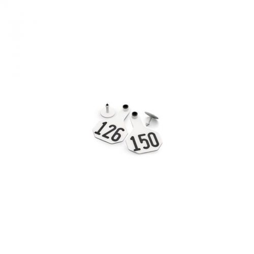 3 star medium white cattle id tags numbered 126-150 for sale