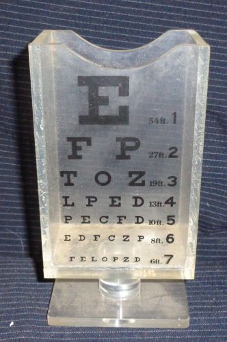 Vintage Eye Chart Brochure/Literature Holder Counter Pamphlet Display Acrylic