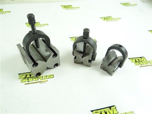 LOT OF 3 PRECISION V BLOCKS W/ CLAMPS BROWN &amp; SHARPE 748-11
