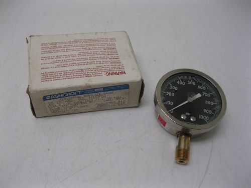 Ashcroft duralife 0-1000 psi pressure gauge 2-1/2&#034; face 1009 new l17 (1989) for sale