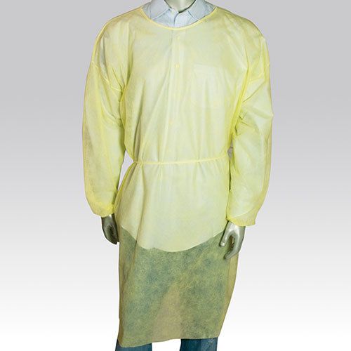Royal 40&#034; x 25&#034; Yellow Polypropylene Isolation Gowns, Pack of 50, ISONW-Y