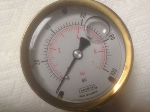 Noshok 100 psi brass liquid filled guage 2.5 from Germany