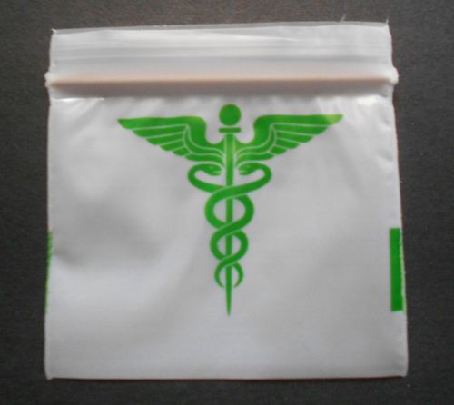 200 Green Caduceus (2x2) Small White Poly Bags (2020) Tiny Ziplock Dime Baggies