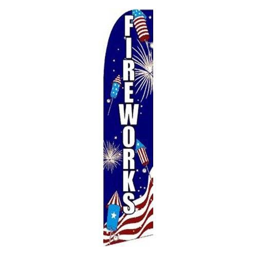 2 Fireworks Signs Swooper Flags 15ft Feather Banners made in USA (pair) rwb
