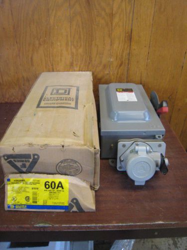 H362AWA Square D safety switch w/Appleton Powertite receptacle 60A 600V 4P 3W