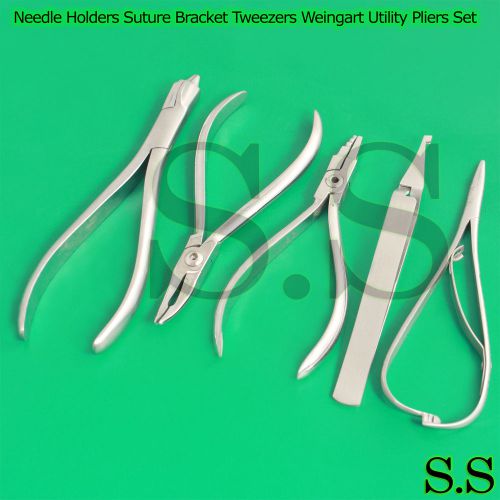 Set of needle holders suture bracket tweezers weingart utility pliers,dn-348 for sale