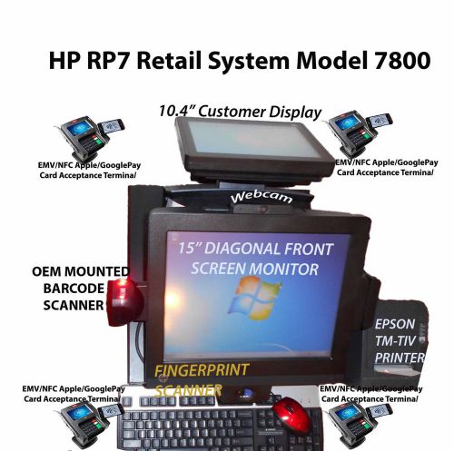 HP RP7 15&#034; Intel i5 2.5GHz 16GB 960gb SSD E1L07AAScanner690685-001Finger Printer