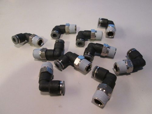 90° swivel elbow, 1/4&#034; tube o/d, 1/4&#034; npt thread push to connect fitting 10 pcs. for sale