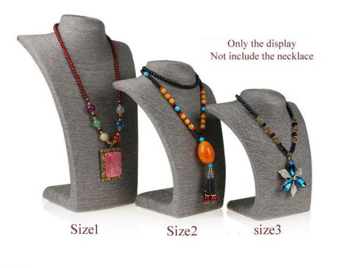 1 Set of 3 size New design Handmade twine-wrapped necklace display Gray color
