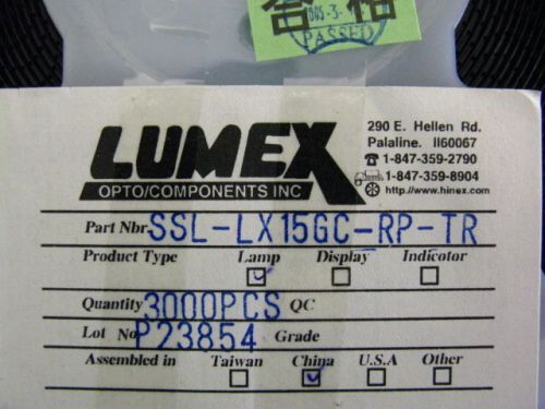 6000 PCS LUMEX SSL-LX15GC-RP-TR  LED