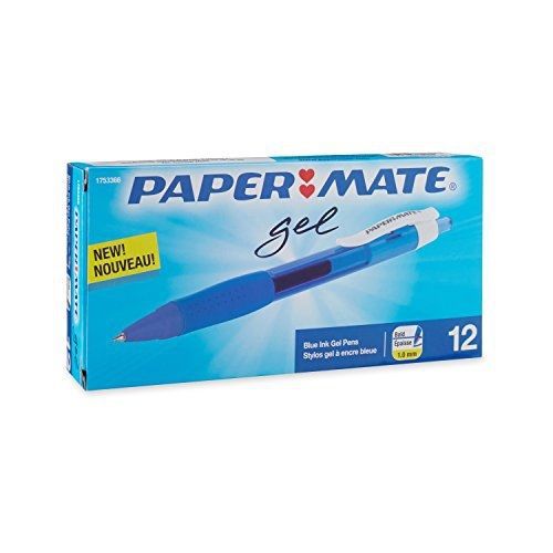 Paper Mate 1753366 Retractable Gel Pen, Bold Point, Blue, 12-Pack