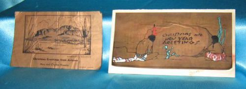 TWO VINTAGE COPPER PRINTING PLATES*CHRISTMAS GREETINGS