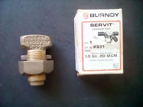 BURNDY SERVIT KS31 SPLIT BOLT CONNECTORS 1/0 str 350 MCM Copper Run and Tap