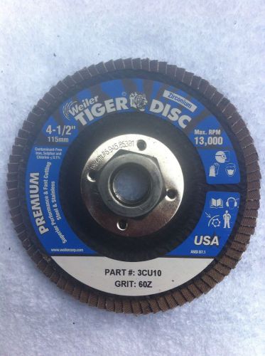 4-1/2&#034; x 5/8&#034;-11 60 grit zirconia flap disc new westward, tiger disc for sale