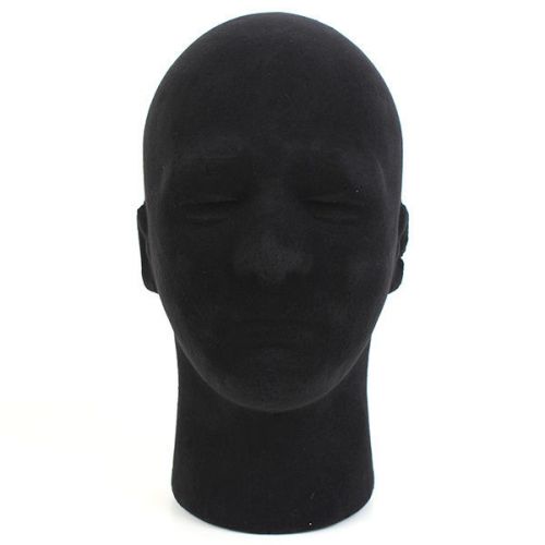 Male Mannequin Styrofoam Foam Head Manikin headphones Stand Hat Wig, Black, US