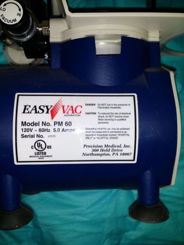 PRECISION MEDICAL PM60 EZ VAC ASPIRATOR VACUUM PUMP 115 VAC 4.8 AMPS