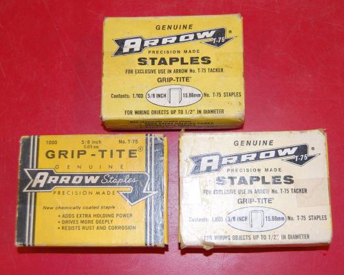 Arrow T-75 Staples in 3 Boxes 2500+ Vintage G-Staples AT 8488 Grip-Tite 5/8&#034;