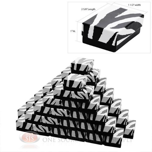 50 zebra print cotton filled gift boxes jewelry pendant charm 2 5/8&#034; x 1 1/2&#034; for sale