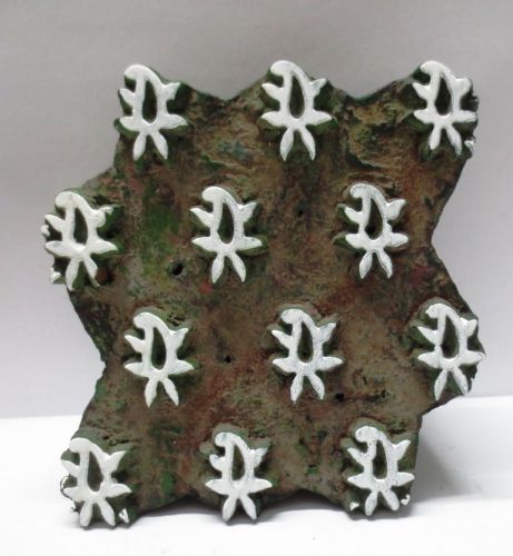 WOODEN CARVED TEXTILE PRINT FABRIC DECORATING BATIK BOLD BUTI DESIGN BLOCK STAMP