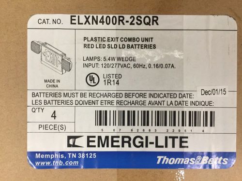 Thomas &amp; Betts ELXN400R-2SQR Plastic Exit Combo Unit With Emergency Lights