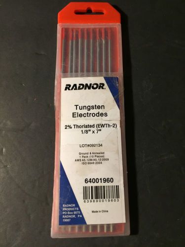 Radnor 1/8&#034; X 7&#034; Ground Finish 2% Thoriated Tungsten Electrode 64001960( 9 PCS )