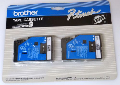 Brother P-Touch Label Tape Cassettes TC-34Z (2 pack) White On Black NEW SEALED