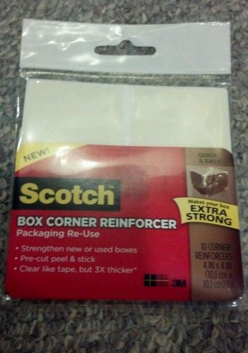 2 Lot Scotch  Box Corner Reinforcement Squares, 4 x 4, Clear, 10/Pk