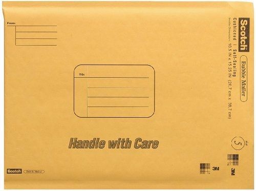 3M Scotch Bubble Mailer, 10.5 x 15.25-Inches, Size #5, 25-Pack