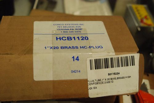 Conco Systems, HCB1120, 1&#034; x 20 Brass HC-Plug, High Confidence, Box of 14, NEW