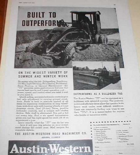 1937 Austin Western Mod 77 Motor Grader Bulldozer Print Ad - Box 99