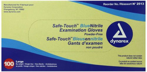 Dynarex 2513 SafeTouch Nitrile Exam Gloves Non-Latex Powder Free Large Blue (...