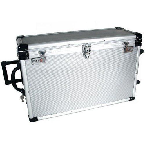 FindingKing 24 Trays Large Aluminum Rolling Jewelry Carrying Case