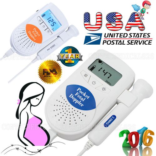 Free Gel Fetal Doppler 3MHz Probe, Baby Heart Monitor, Backlight LCD, Batteries
