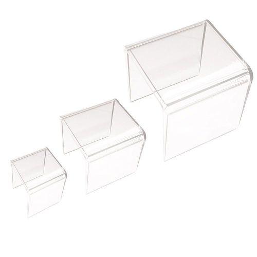 New Set of 3 Clear Acrylic Display Riser (3&#034;, 4&#034;, 5&#034; ) Jewelry Showcase Fixtures