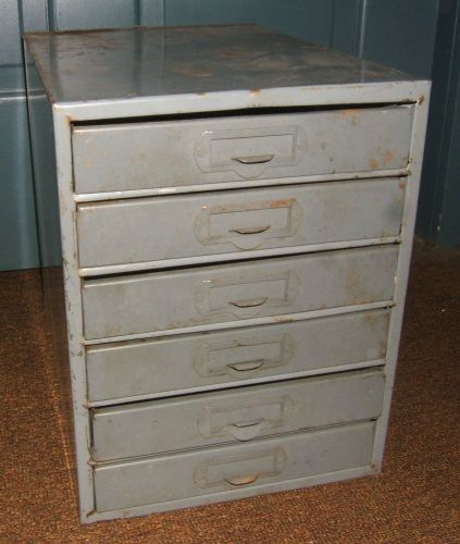 Vintage 6 Drawer Steel Metal Storage Cabinet Industrial Small Parts Mid-Century