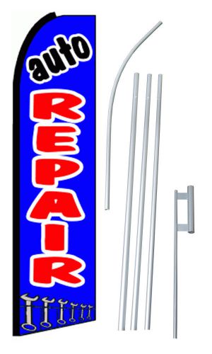 Auto Repair Flag Swooper Feather Sign Banner 15ft Kit made in USA