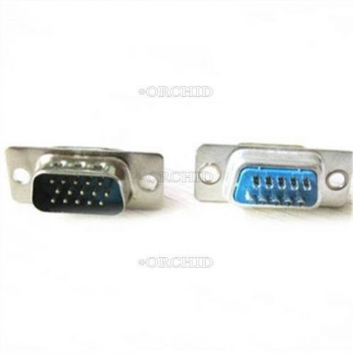 5pcs db15 15-pin 3 row female plug computer vga cable connector adapter new d for sale