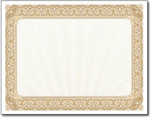 Great Papers! 28lb Gold Border Certicates - 100 Certificates