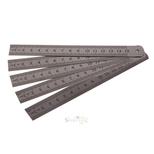 New 5pc 6&#034; Stainless Steel Pocket Measuring Ruler Scale Rule Double Sided Me S1#