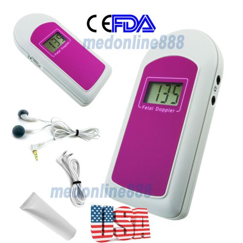FDA Pocket Fetal Doppler Prenatal Heart Rate LCD Monitor Ultrasonic Free GeL USA