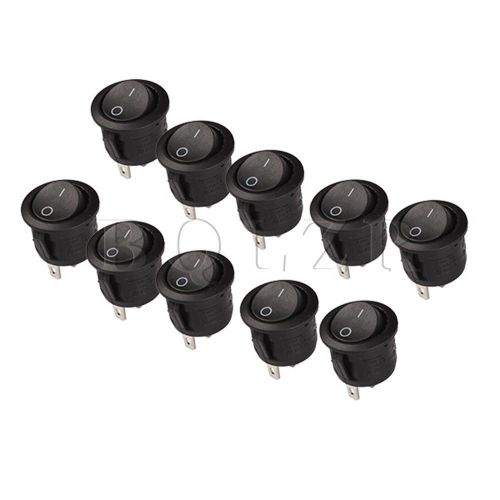 BQLZR  Mini Round ON/OFF Rocker Switch Button Set of 10 Black